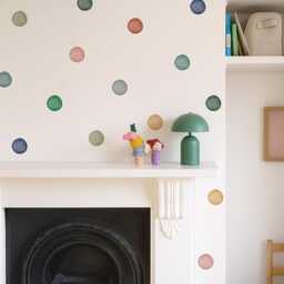 Pastel Polka Dot Wall Decals - Fabric Peel & Stick Watercolour Sticker Set For Kids Rooms & Nursery - thumbnail 3
