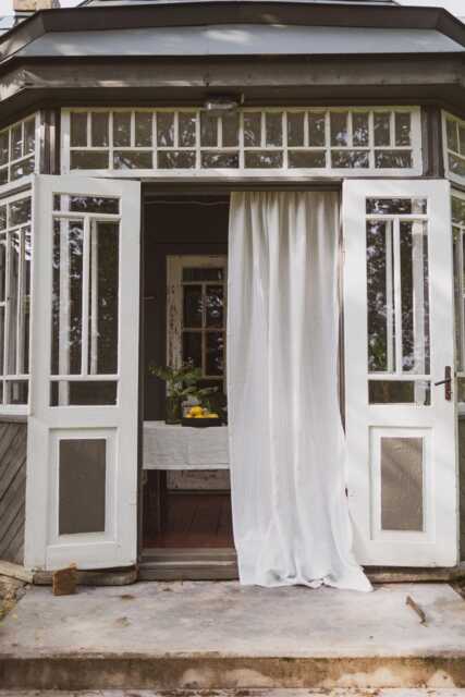 White Linen Curtain With Black Stripes, Rod Pocket Panel, Striped Window Treatments, Eco-Friendly Natural Curtain - image 1