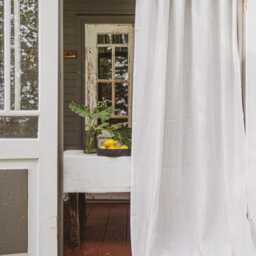 White Linen Curtain With Black Stripes, Rod Pocket Panel, Striped Window Treatments, Eco-Friendly Natural Curtain - thumbnail 3