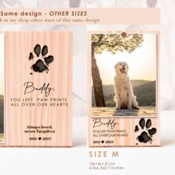 Pet Loss Gift, Custom, Engraved Wood Photo Block, Animal Paw Print, Dog Memorial Frame, Picture Sympathy Cat Gift - thumbnail 3