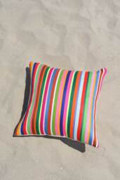 Hand-Loomed Striped Cotton Pillow Cover, Colorful Modern Throw - thumbnail 1