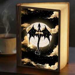 Fourth Wing Dragon Book Lamp, Dark Fantasy Light, Led Foldable Night Light Decor