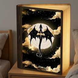 Fourth Wing Dragon Book Lamp, Dark Fantasy Light, Led Foldable Night Light Decor - thumbnail 3