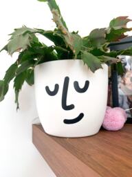 Face Plant Pot, White Minimalistic Flower Planter, Indoor Pot Home Decor, Personalised Self-Watering Plastic Office, Bedroom