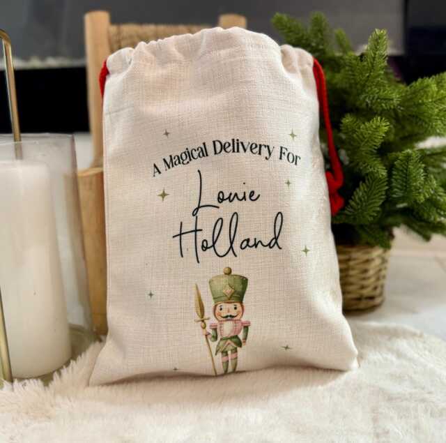 Personalised Nutcracker Christmas Sack + Stocking - image 1