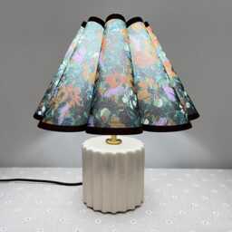 Handmade Ceramic Table Lamp Vintage Floral Pleated Lampshade - thumbnail 4