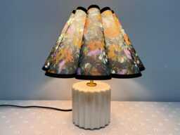 Handmade Ceramic Table Lamp Vintage Floral Pleated Lampshade - thumbnail 1