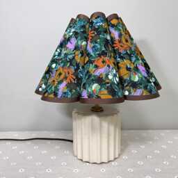 Handmade Ceramic Table Lamp Vintage Floral Pleated Lampshade - thumbnail 2