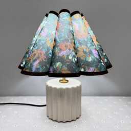 Handmade Ceramic Table Lamp Vintage Floral Pleated Lampshade - thumbnail 3