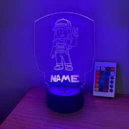 Personalised Girl Roblox Night Light, Children's Light, Game Room, Boys Night Led Boy Girls Birthday Active - thumbnail 4