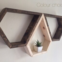 Geometric Wood Floating Shelves, Set Of 3, Custom Shelving - thumbnail 2