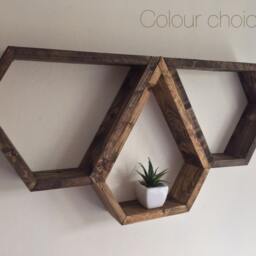 Geometric Wood Floating Shelves, Set Of 3, Custom Shelving - thumbnail 3