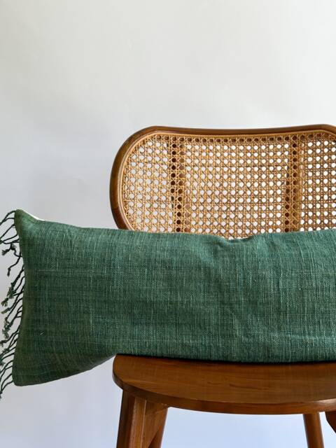 Green Tribal Hemp Hand Woven Natural Dye Color Pillow Cover - image 1