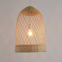 Handmade Rattan Pendant Light, Woven Basket Lamp - thumbnail 2