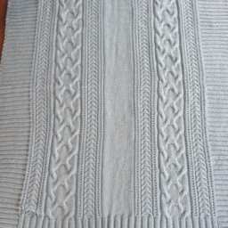 Hand Knit - Baby Blanket Cable Classic Style Elegant Merino Washable Nursery Infant Knitwear Gift Shower - thumbnail 2
