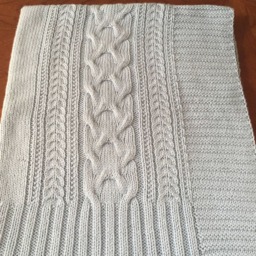 Hand Knit - Baby Blanket Cable Classic Style Elegant Merino Washable Nursery Infant Knitwear Gift Shower - thumbnail 3