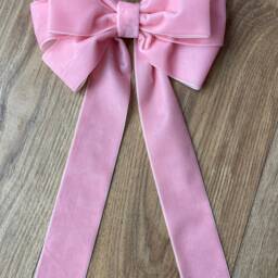 Luxury Velvet Pink 8 Inch Bow With Back Tie. Christmas, Wreaths, Decor - thumbnail 2