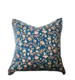 Floral Block Print Various Sizes Pillow Cover Mid-Century Modern Accent - thumbnail 1