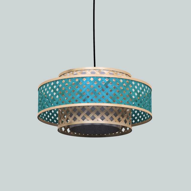 Modern Bamboo Pendant Light Two-Toned Wood Chandelier - image 1