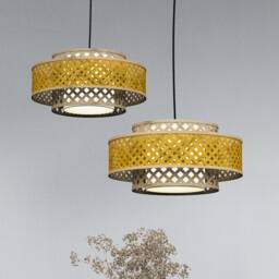 Modern Bamboo Pendant Light Two-Toned Wood Chandelier - thumbnail 3