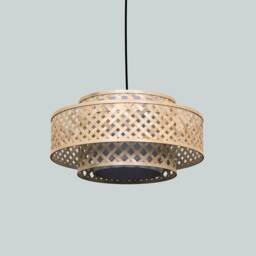 Modern Bamboo Pendant Light Two-Toned Wood Chandelier - thumbnail 2