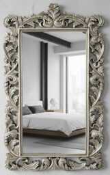Huge Free Standing Chrome Silver Gabriella 107cm X 197cm Leaner Ornate Antique Mirror - thumbnail 1