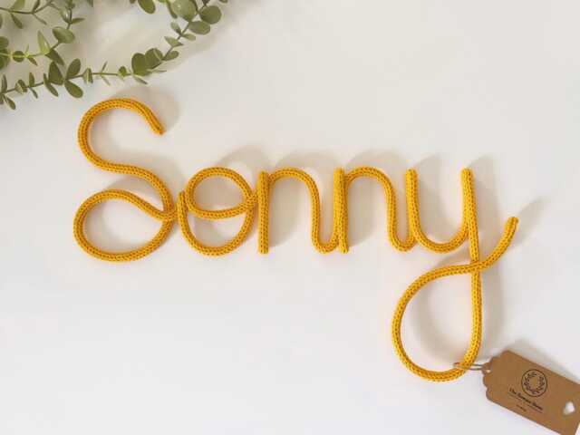 Custom Knitted Wire Name Word Sign - Nursery Decor Personalised Baby Gift Signs Kids Children's Gifts Wall Art - image 1
