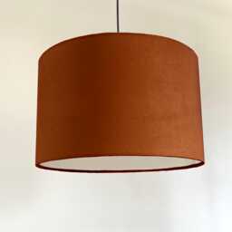 Burnt Orange Velvet Drum Lampshade, Ceiling Light Shade