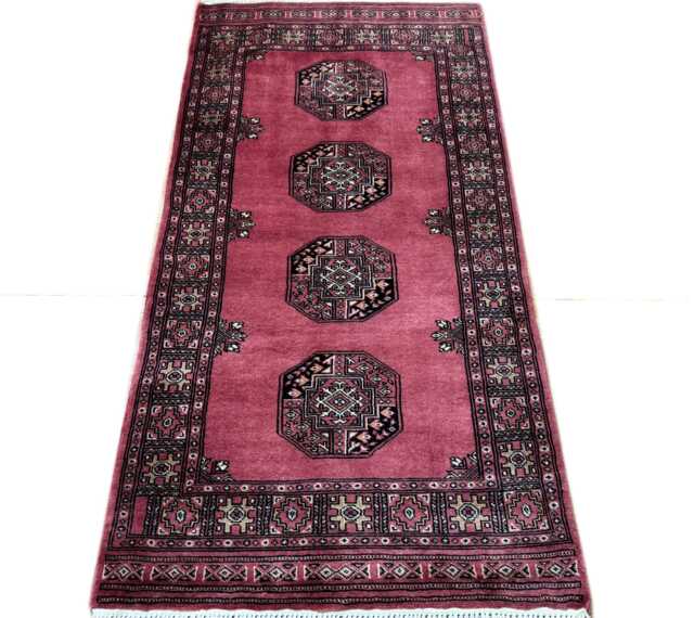 3x6 Pink Color Bokhara Rug - 0.90x1.85 Bedroom Luxury Area Turkish Fine Quality Afghan - image 1