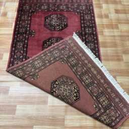 3x6 Pink Color Bokhara Rug - 0.90x1.85 Bedroom Luxury Area Turkish Fine Quality Afghan - thumbnail 4