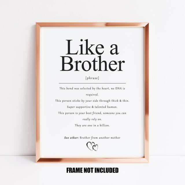 Like A Brother Definition Art Print, Like Gift, From Another Mother, Gift For Step Brother, Male Best Friend - image 1