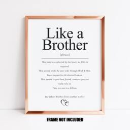 Like A Brother Definition Art Print, Like Gift, From Another Mother, Gift For Step Brother, Male Best Friend - thumbnail 1
