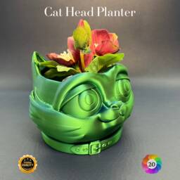 Cat Head Planter With Articulated Tail