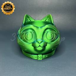 3D Printed Cat Head Planter With Articulated Tail - thumbnail 4