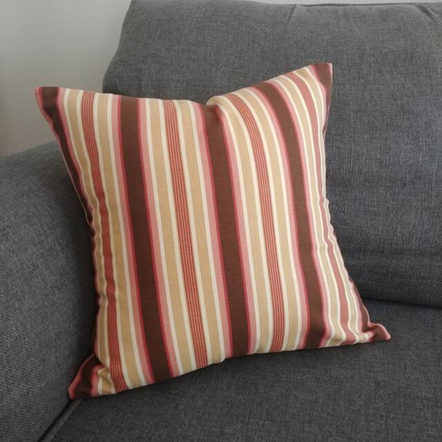 Mustard & Rust, Striped Pillow Cover in Fall Colours, Terra Cotta, Gold, Brown Cushion - image 1