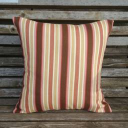 Mustard & Rust, Striped Pillow Cover in Fall Colours, Terra Cotta, Gold, Brown Cushion - thumbnail 2