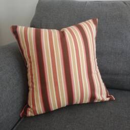 Mustard & Rust, Striped Pillow Cover in Fall Colours, Terra Cotta, Gold, Brown Cushion - thumbnail 1