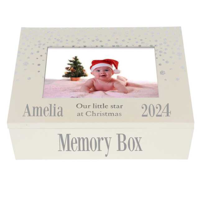 2025 Personalised Baby Memory Box & Photo Frame Christmas Keepsake - New Baby's First Album Little Star - image 1
