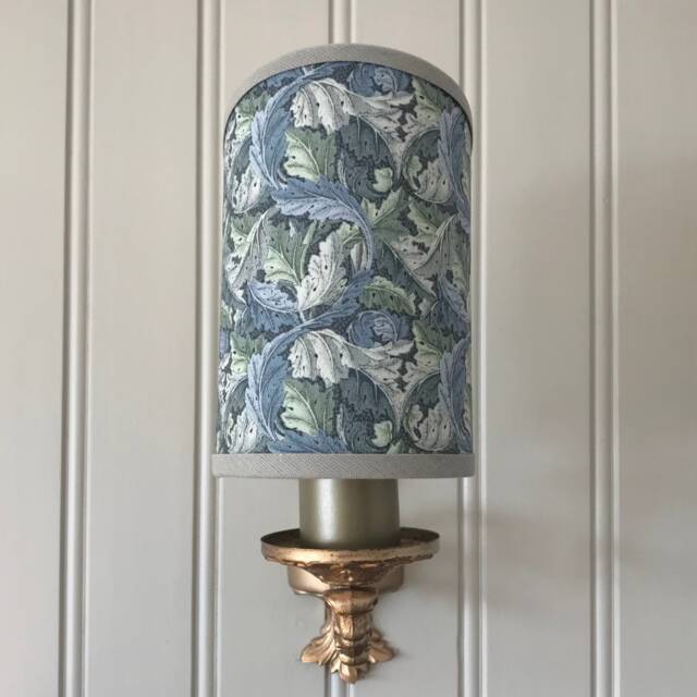 Acanthus Leaf Sea Foam - Handmade, Candle Clip Half Shield Lampshade For Wall Lights - image 1