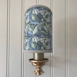 Acanthus Leaf Sea Foam - Handmade, Candle Clip Half Shield Lampshade For Wall Lights