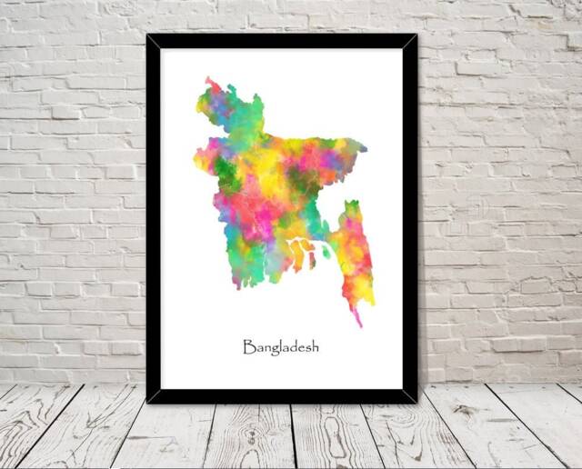 Bangladesh Print Watercolour Illustration Map Art Abstract Home Decor Giclee Office Wall Room