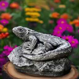 Stone Lizard Statue Concrete Figurine Cement Reptile Sculpture Outdoor Animal Decoration Handmade Ornament Front Door Decor - thumbnail 1