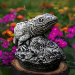 Stone Lizard Statue Concrete Figurine Cement Reptile Sculpture Outdoor Animal Decoration Handmade Ornament Front Door Decor - thumbnail 2