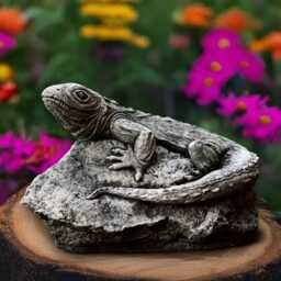 Stone Lizard Statue Concrete Figurine Cement Reptile Sculpture Outdoor Animal Decoration Handmade Ornament Front Door Decor - thumbnail 4