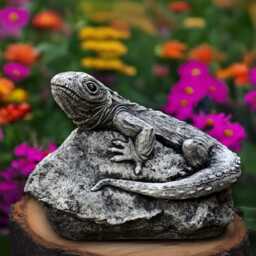 Stone Lizard Statue Concrete Figurine Cement Reptile Sculpture Outdoor Animal Decoration Handmade Ornament Front Door Decor - thumbnail 3