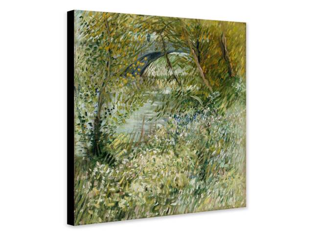 Van Gogh River Bank in Springtime Print - Framed Canvas Art - image 1