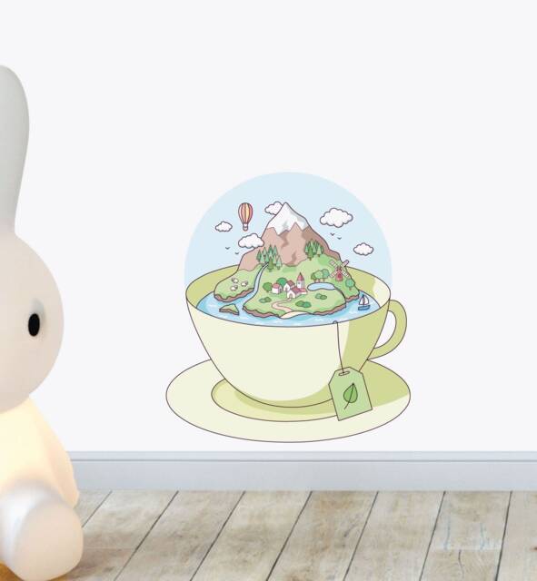 Tea Island Wall Sticker Decal - Kids Stickers, Animals Childrens Decals, Art, Room, Girl, Boy