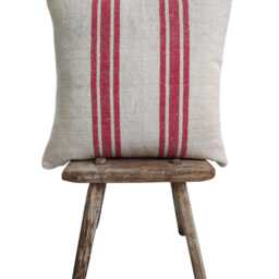 Red Grain Sack Pillow Cover, Farmahouse Valentine Feedsack Cushion Case - thumbnail 2