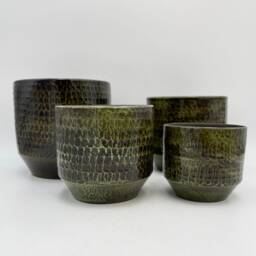 Handmade Green Ceramic Plant Pot Sanna Boho Style, Indoor Planter, Multiple Sizes D15cm-D31cm - thumbnail 2