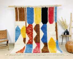 Moroccan Berber Rug, Handwoven Wool Shag Abstract Geometric Shapes, Authentic Beni Ourain Style Carpet, Large 9x12 Area Rug - thumbnail 1